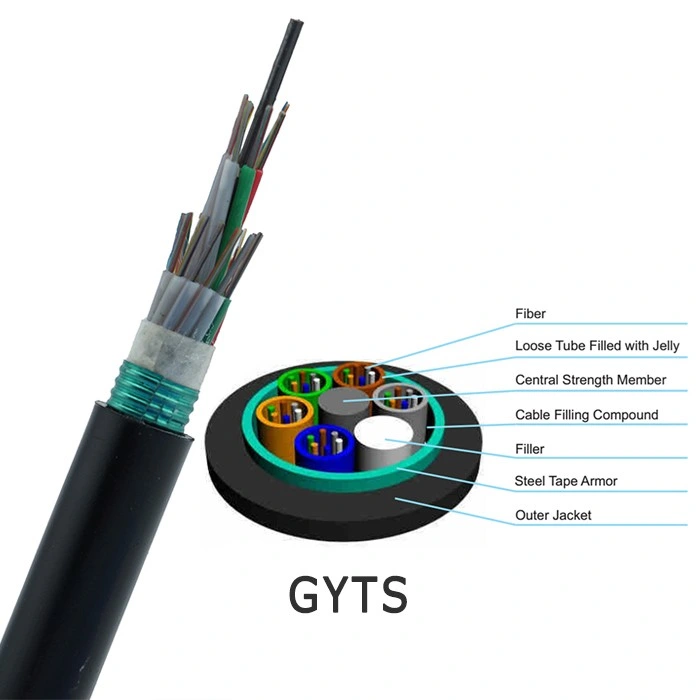GYTS Stranded Loose Tube G652D 24core Steel Tape Armored Outdoor Duct Direct Burial Fiber Optic Cable